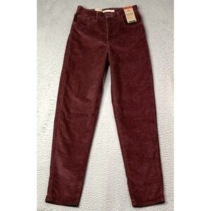 NWT Levis Jeans Womens Size 27 Maroon Corduroy High Waisted Mom Jean Levis
